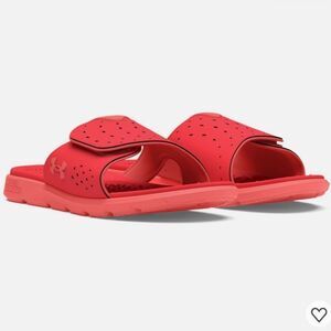 Under Armour Red Cushioned Slide Sandals